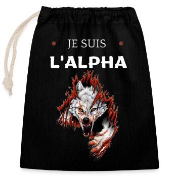 Je suis l'alpha t-shirt - Sac cadeau en coton avec cordon (25 x 30 cm) - noir - Devant