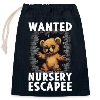 Teddybär auf der Flucht Teddy Wanted Nursery Escap - Verschließbarer Geschenkbeutel aus Baumwolle (25x30cm) - Navy - Vorne