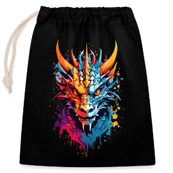 Cool Dragon - Closable cotton gift bag (25x30cm) - black - Front