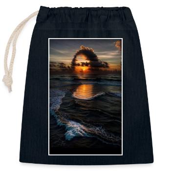 Mona Lisa painting as reviewed by Nature - Closable cotton gift bag (25x30cm) - navy - Front