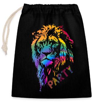 Neon Couleurs Tête de Lion - Sac cadeau en coton avec cordon (25 x 30 cm) - noir - Devant