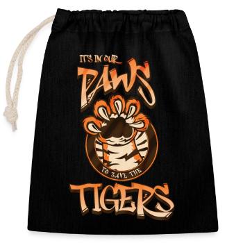 It's in our paws to save the tigers - Closable cotton gift bag (25x30cm) - black - Front
