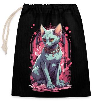 Magische Sphynx Katze Pastell Gothic Illustration - Verschließbarer Geschenkbeutel aus Baumwolle (25x30cm) - Schwarz - Vorne