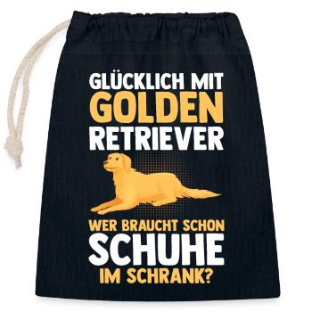 Hund Golden Retriever - Verschließbarer Geschenkbeutel aus Baumwolle (25x30cm) - Navy - Vorne