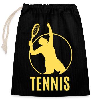 Joueur de tennis - Sac cadeau en coton avec cordon (25 x 30 cm) - noir - Devant