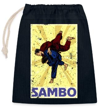 Sambo Russie arts martiaux URSS sport - Sac cadeau en coton avec cordon (25 x 30 cm) - bleu marine - Devant
