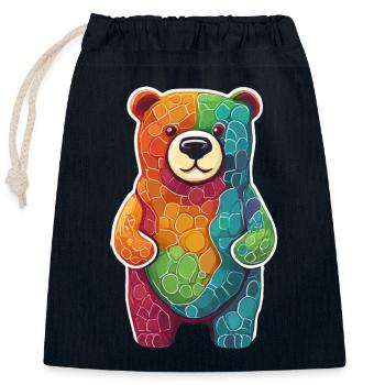 Cooler bunter Bär Gummibär Braunbär Tier - Verschließbarer Geschenkbeutel aus Baumwolle (25x30cm) - Navy - Vorne