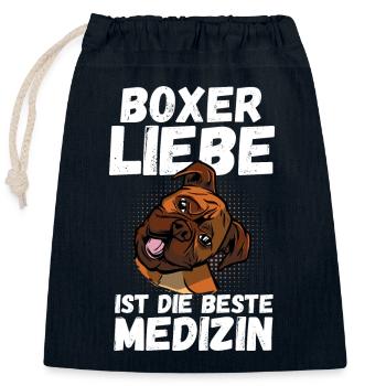 Hund Deutscher Boxer - Verschließbarer Geschenkbeutel aus Baumwolle (25x30cm) - Navy - Vorne