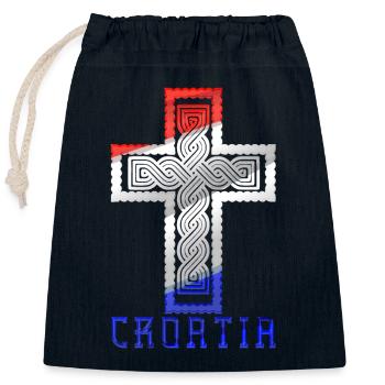 Croatie Croix drapeau patriotisme Vintage Gloire cheveux - Sac cadeau en coton avec cordon (25 x 30 cm) - bleu marine - Devant