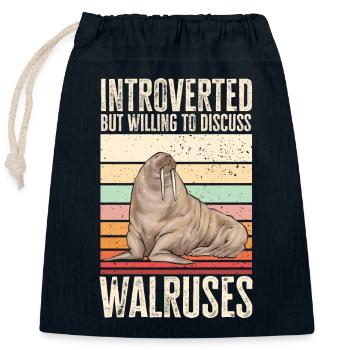Walross - Verschließbarer Geschenkbeutel aus Baumwolle (25x30cm) - Navy - Vorne