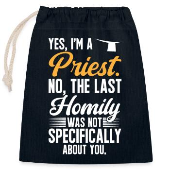 Priest Catholic Christian priest - Closable cotton gift bag (25x30cm) - navy - Front
