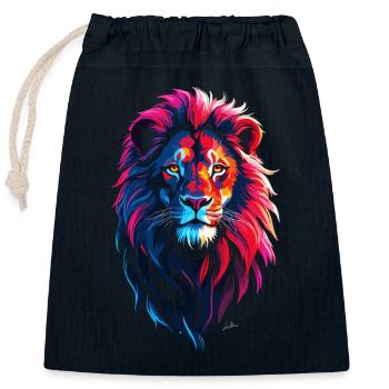 Roter und blauer Löwe - Verschließbarer Geschenkbeutel aus Baumwolle (25x30cm) - Navy - Vorne