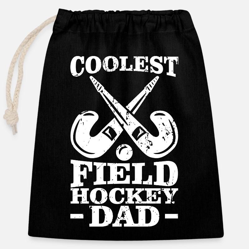 Coolest Hockey Dad - Closable cotton gift bag (25x30cm) - black