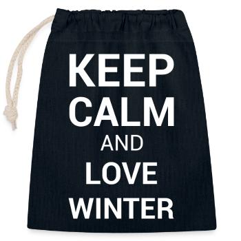 Bleiben Sie ruhig und lieben Sie den Winter - Verschließbarer Geschenkbeutel aus Baumwolle (25x30cm) - Navy - Vorne