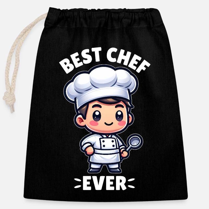 Best chef ever - Closable cotton gift bag (25x30cm) - black