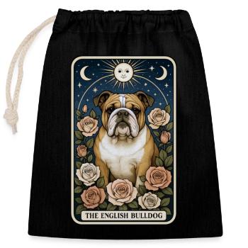 Englische Bulldogge - Verschließbarer Geschenkbeutel aus Baumwolle (25x30cm) - Schwarz - Vorne