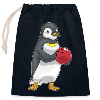 Pinguin Bowling Bowlingkugel - Verschließbarer Geschenkbeutel aus Baumwolle (25x30cm) - Navy - Vorne