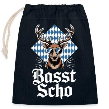 Elch Bayerischer Hirsch Sonnenbrille Basst Scho - Verschließbarer Geschenkbeutel aus Baumwolle (25x30cm) - Navy - Vorne