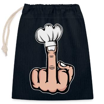 Mittelfinger Stinkefinger Kochmütze Design - Verschließbarer Geschenkbeutel aus Baumwolle (25x30cm) - Navy - Vorne