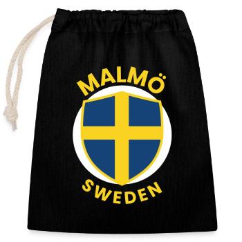 Malmö Sweden Shield - Verschließbarer Geschenkbeutel aus Baumwolle (25x30cm) - Schwarz - Vorne