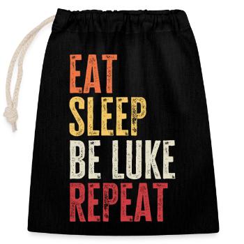 Eat Sleep Be Luke Repeat Retro Name - Closable cotton gift bag (25x30cm) - black - Front