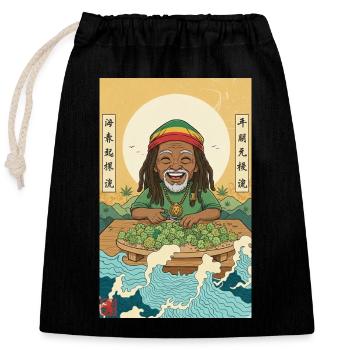 Kawaii Weed Smoker - Closable cotton gift bag (25x30cm) - black - Front