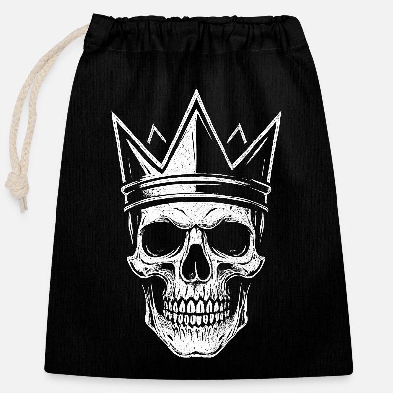 Skull with Crown – Gothic Vibes - Closable cotton gift bag (25x30cm) - black