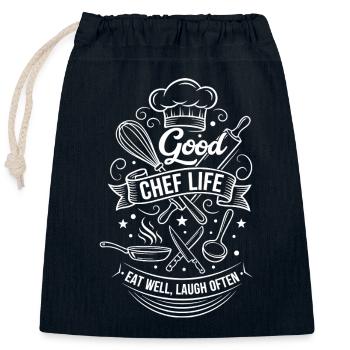 Guter Koch Lebensstil - Verschließbarer Geschenkbeutel aus Baumwolle (25x30cm) - Navy - Vorne