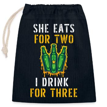 Lustig, Vater-Bier erwarten - Verschließbarer Geschenkbeutel aus Baumwolle (25x30cm) - Navy - Vorne