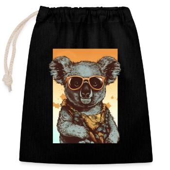 Cool koala with sunglasses and Hawaiian shirt - Closable cotton gift bag (25x30cm) - black - Front