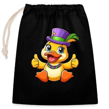 Mardi Gras Duck: Thumbs Up - Closable cotton gift bag (25x30cm) - black - Front