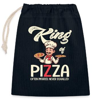Pizzaiolo king of pizza - Sac cadeau en coton avec cordon (25 x 30 cm) - bleu marine - Devant