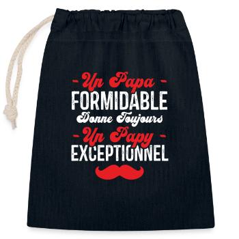 Papa Formidable Donne Toujours Papy Exceptionnel - Sac cadeau en coton avec cordon (25 x 30 cm) - bleu marine - Devant