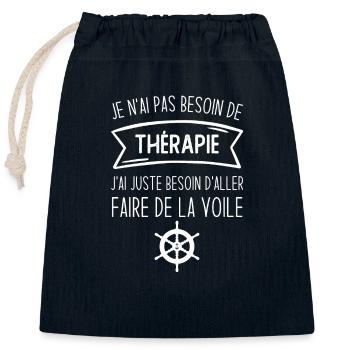 J'ai juste besoin d'aller faire de la voile - Sac cadeau en coton avec cordon (25 x 30 cm) - bleu marine - Devant
