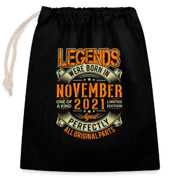 2021 November Geburtstag Legende - Verschließbarer Geschenkbeutel aus Baumwolle (25x30cm) - Schwarz - Vorne