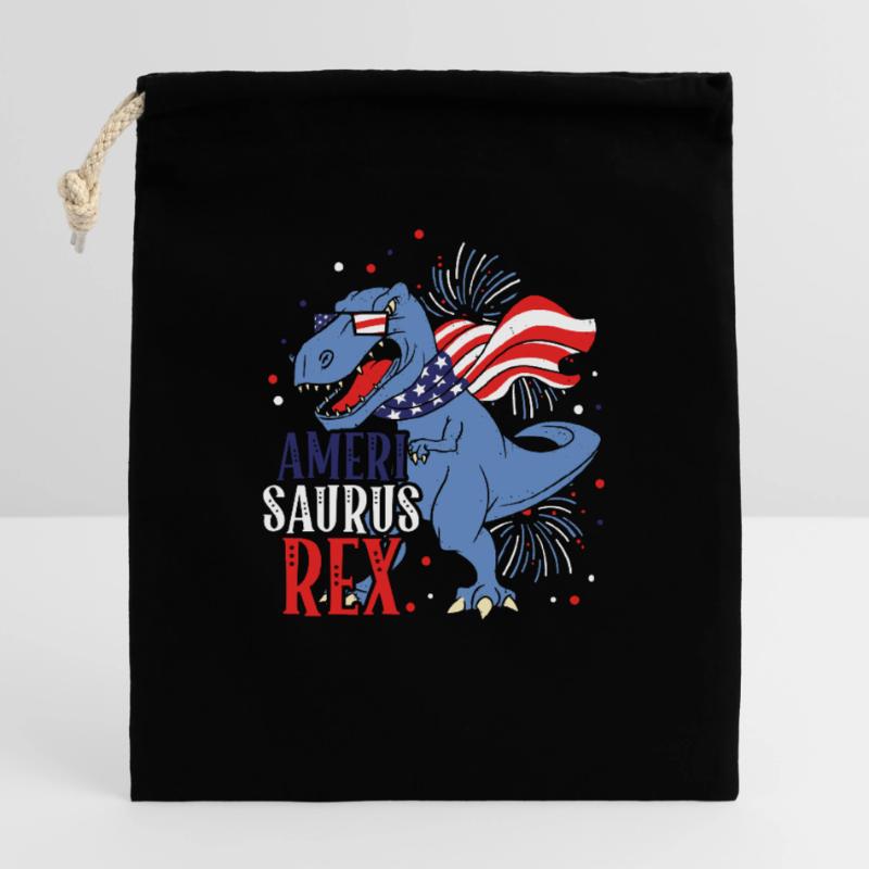 Ameri Saurus Rex 4. Juli Dinosaurier Independence Verschließbarer Geschenkbeutel aus Baumwolle (25x30cm)