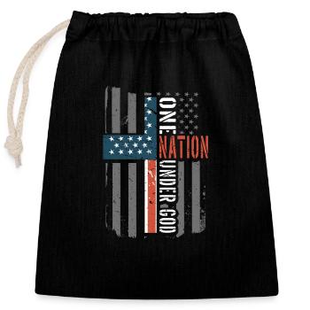 Une nation sous le drapeau américain - Sac cadeau en coton avec cordon (25 x 30 cm) - noir - Devant