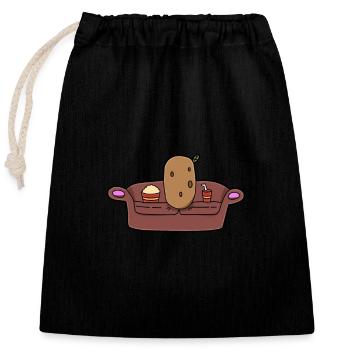 Couch Potato faul fernsehen - Verschließbarer Geschenkbeutel aus Baumwolle (25x30cm) - Schwarz - Vorne