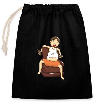 Couch Potato Bier fernsehen - Verschließbarer Geschenkbeutel aus Baumwolle (25x30cm) - Schwarz - Vorne