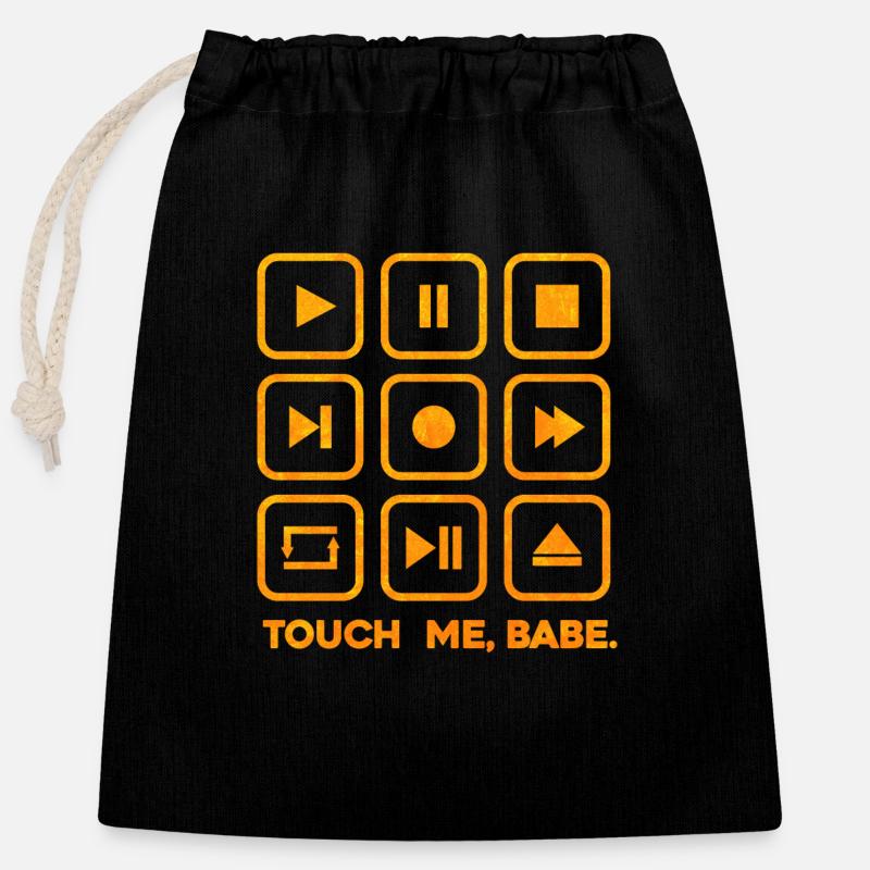 Touch me, babe. - Closable cotton gift bag (25x30cm) - black