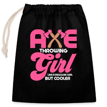 Axe Throwing Girl Like A Regular Girl Hatchet Ax T - Verschließbarer Geschenkbeutel aus Baumwolle (25x30cm) - Schwarz - Vorne
