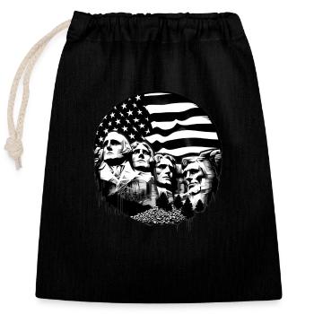 Mont Rushmore USA drapeau street art pochoir - Sac cadeau en coton avec cordon (25 x 30 cm) - noir - Devant