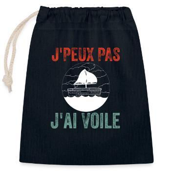J'Peux Pas J'Ai Voile Voilier - Sac cadeau en coton avec cordon (25 x 30 cm) - bleu marine - Devant
