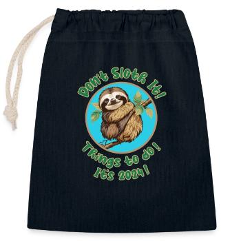 Ne le paressez pas ! - Sac cadeau en coton avec cordon (25 x 30 cm) - bleu marine - Devant