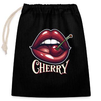Sweet Cherry Bite - Closable cotton gift bag (25x30cm) - black - Front