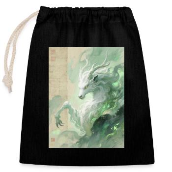Bai Ze : L’Auspice Divin - Souffle de Sérénité - Sac cadeau en coton avec cordon (25 x 30 cm) - noir - Devant
