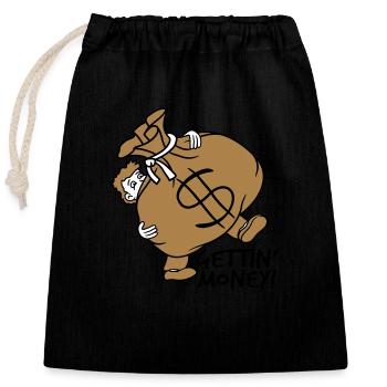 gettin, argent, porter, lourd, dollar, symbole, signe g - Sac cadeau en coton avec cordon (25 x 30 cm) - noir - Devant