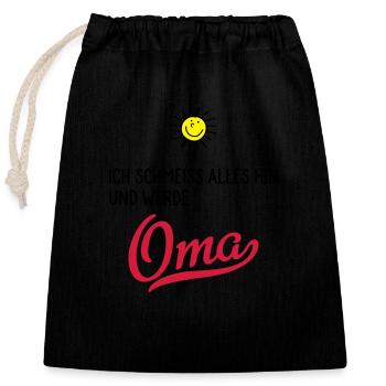 oma - Verschließbarer Geschenkbeutel aus Baumwolle (25x30cm) - Schwarz - Vorne