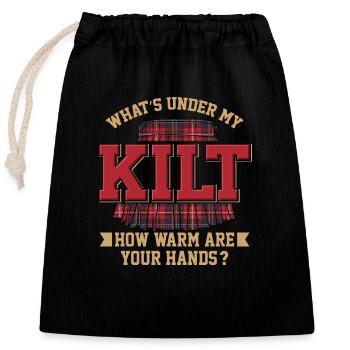 Qu'y a-t-il sous mon kilt Quelle est la chaleur de vos mains - Sac cadeau en coton avec cordon (25 x 30 cm) - noir - Devant