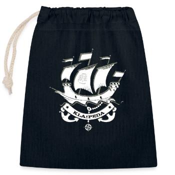 Klaipeda Lithuania - Closable cotton gift bag (25x30cm) - navy - Front